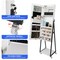 All-In-One Standing Makeup Jewelry Mirror Cabinet, White Lockable Full Length Vanity Mirror Organizer with Rolling Casters